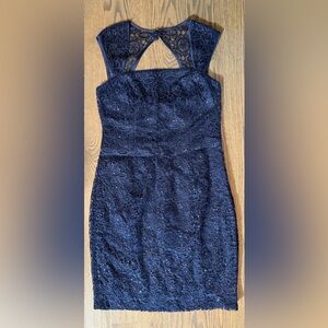 Adrianna Papell Midnight Blue lace cocktail  Dress